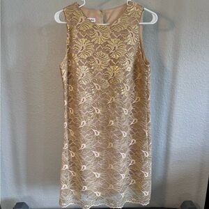 Ann Taylor Gold Lace Midi Dress